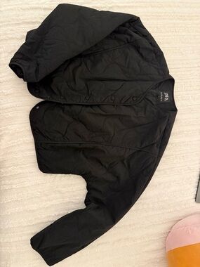 ZARA Black Quilted Button-Front Jacket